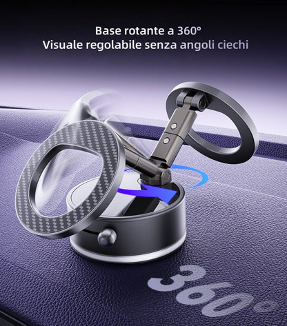 Supporto magnetico auto ultra potente | Ventosa a vuoto | Rotazione 360° | Design pieghevole fibra di carbonio -A7 PRO