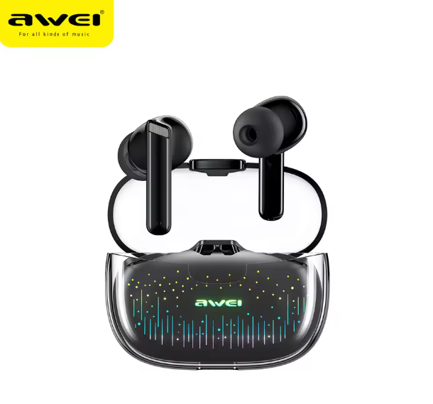 Awei T52 Pro – Auricolari Wireless Bluetooth 5.3 🎶 | Gaming Mode 🎮 | HiFi Bass 🔊 | Impermeabili Sport IPX6 💦 | Custodia LED 300mAh ⚡