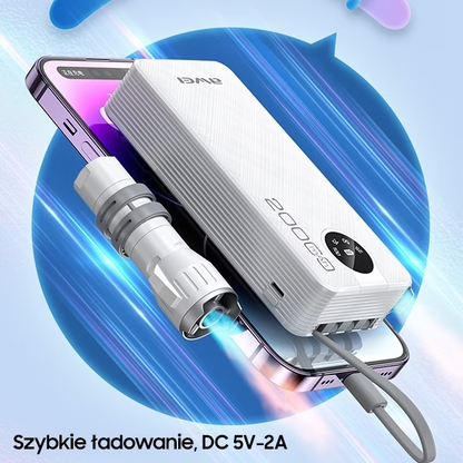 Awei P134K Power Bank 20000mAh  | 4 Cavi Integrati  | Ricarica Rapida  | Display LED  |  Ultra Slim & Portatile