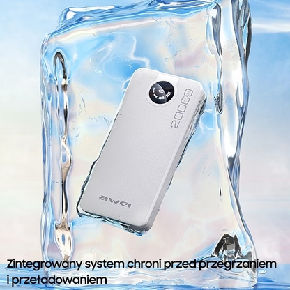 Awei P134K Power Bank 20000mAh  | 4 Cavi Integrati  | Ricarica Rapida  | Display LED  |  Ultra Slim & Portatile