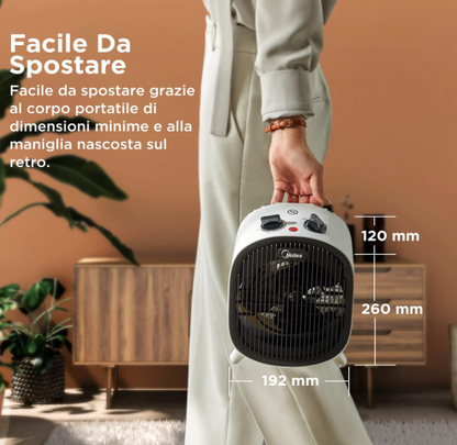 Termoventilatore 2000W NF-20-20AW Caldo Istantaneo 2 Livelli di Potenza Ultra Sicuro Design Moderno per Casa Ufficio Bagno Salotto