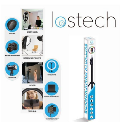 Treppiede Multifunzionale Fotografico in Alluminio alto 2.1 metri – Cavalletto Regolabile e Pieghevole per Luci, Softbox e Accessori - LS-TRP01