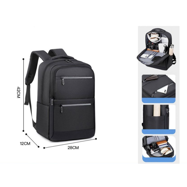 Zaino Business Multifunzionale per Viaggi, Pendolarismo, Lavoro e Uso Quotidiano, con Ricarica USB, Impermeabile, Riflettente e Scomparti Multipli - 2223