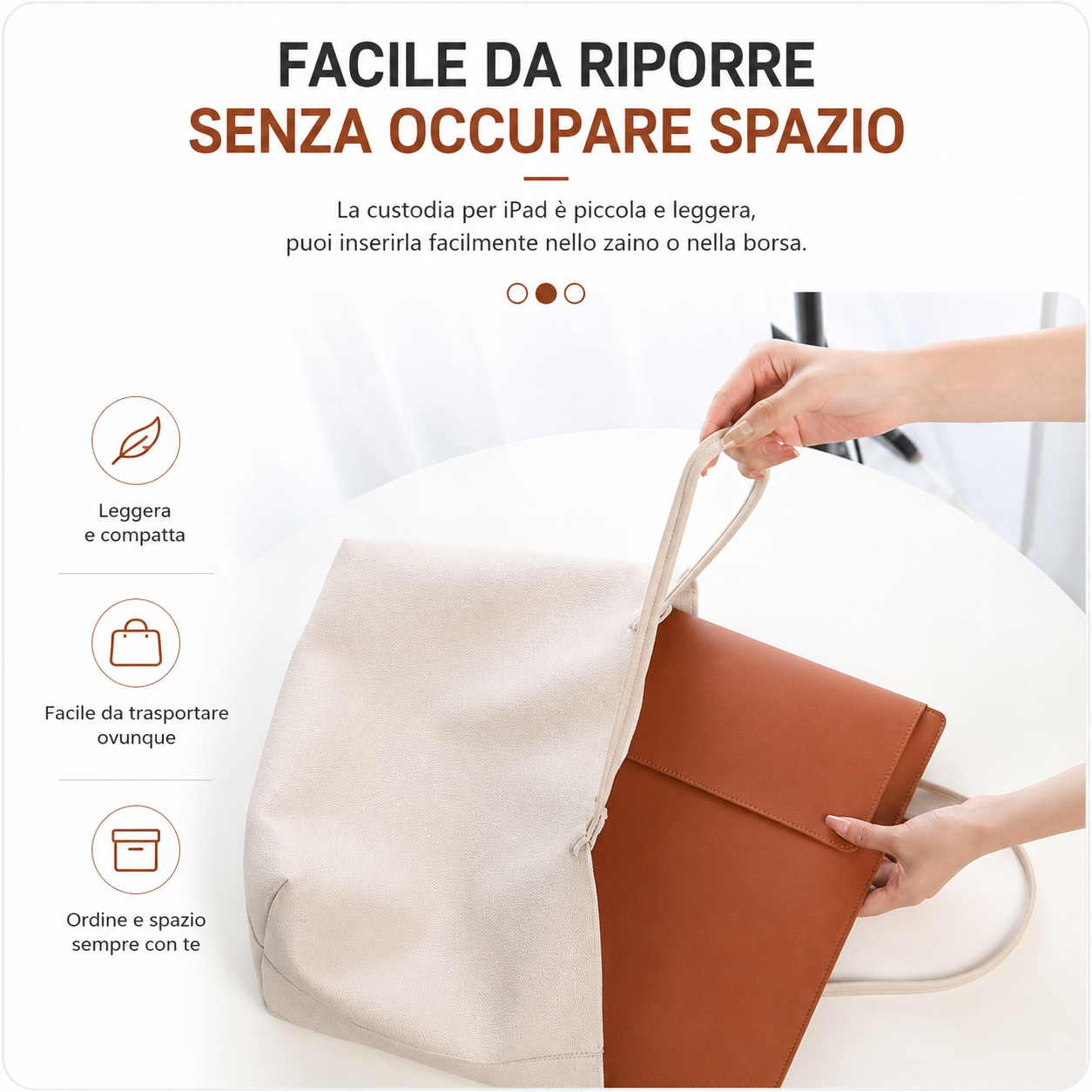 Custodia Borsa in pelli PU per Laptop – compatibile con tablet macbook - Sottile e Leggera, Interno Morbido, Resistente agli Schizzi e ai Graffi, Utilizzabile come Tappetino Mouse - DNB01