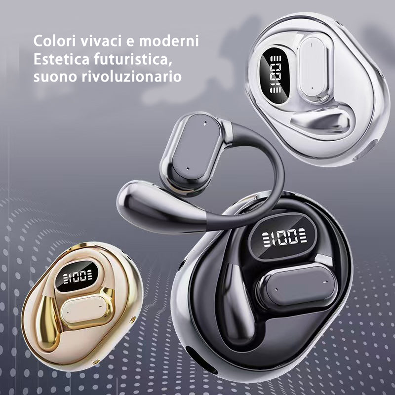 Nuovi auricolari AI intelligenti | Traduzione in tempo reale | Bluetooth | Lunga autonomia | Design OWS open-ear | Gancio auricolare comodo - Q26