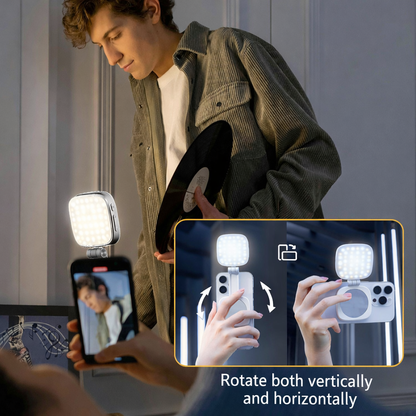 Luce Selfie Magnetica Regolabile per Smartphone – con specchio - Rotazione 360°, Inclinazione 270° - Compatibile MagSafe - JQ-01
