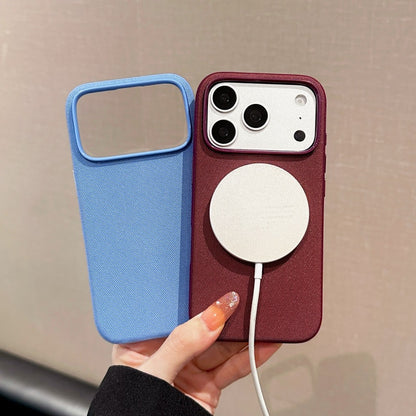 Cover Magnetica per iPhone, Protettiva Antiurto con Finitura Testurizzata e Bordi Rialzati-CS19