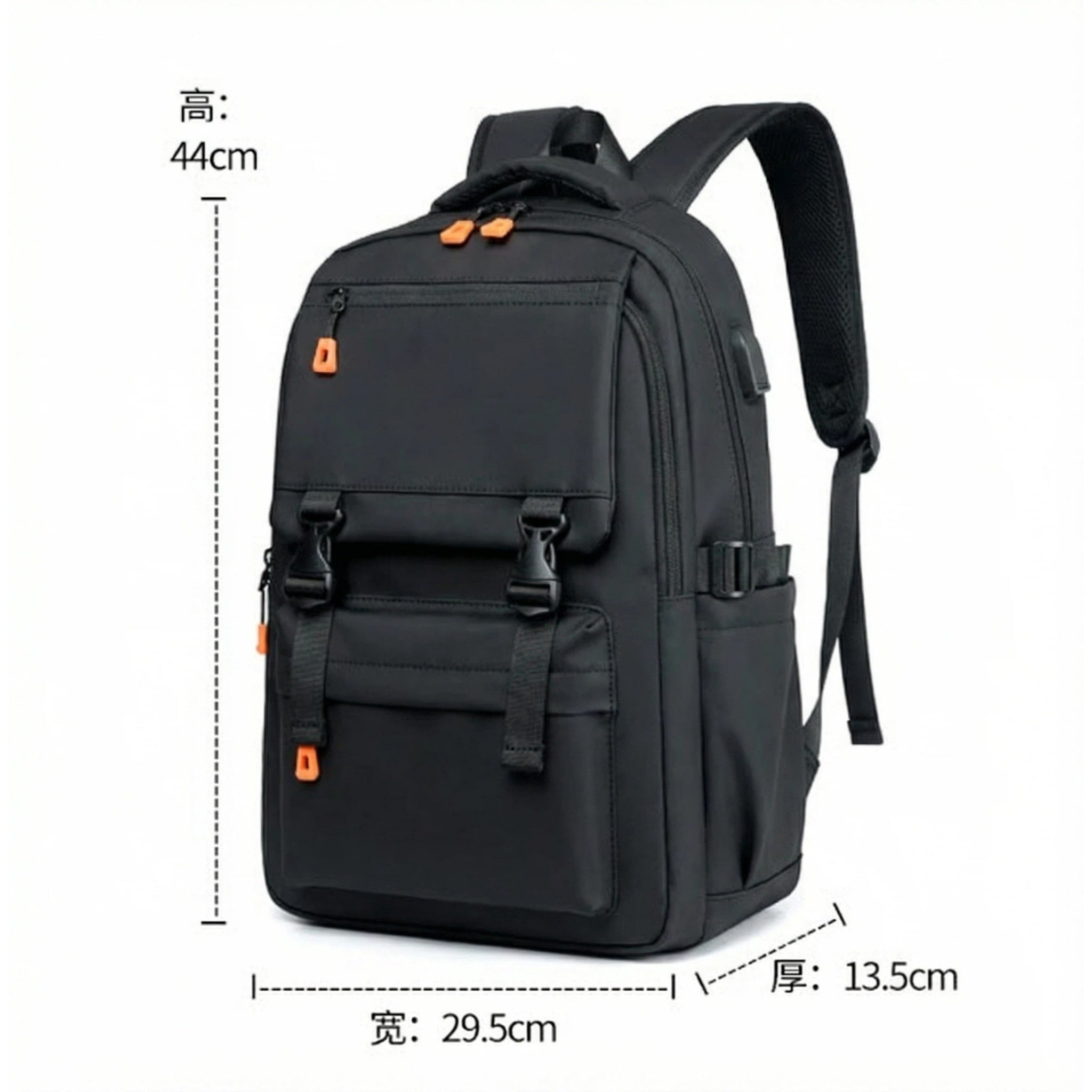 Zaino da Pendolarismo Multifunzione per Viaggi, Lavoro e Uso Quotidiano, con Ricarica USB, Inserti Riflettenti, Impermeabile e Scomparti Multipli - 2305-1