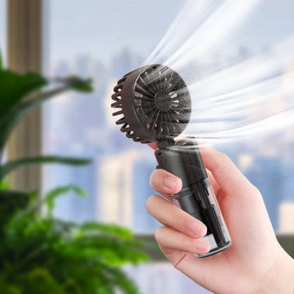 Mini Ventilatore Portatile con Nebulizzatore – 3 in 1: Da Tavolo, Manuale o da Collo | Ideale per Viaggi e Attività all’Aperto- F2