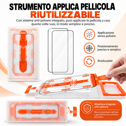 Pellicola Protettiva in Vetro Temperato per iPhone | 2 Pezzi con Kit di Applicazione Antipolvere | Alta Trasparenza | Anti-Impronte | Protezione Antiurto | Applicazione Facile e Precisa - MAGIC