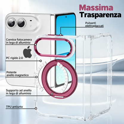Cover Trasparente Magnetica per iPhone Duo con Supporto ad Anello 360° – Antiurto - DUO03