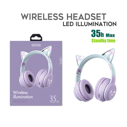 Cuffie wireless con illuminazione LED stile Hello Kitty