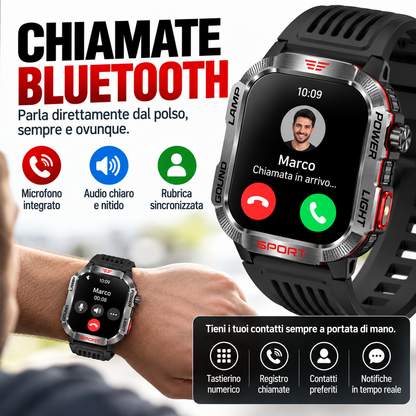 Smartwatch Sport AMOLED 2,01" con Chiamate Bluetooth, 100+ Modalità Sport, IP68, Torcia, Cardiofrequenzimetro e Batteria 600mAh LS-SW02