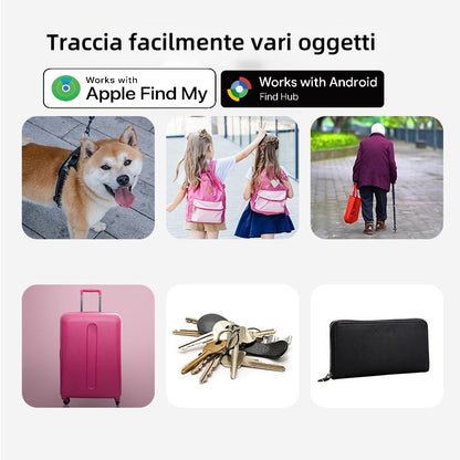 OTAG Dispositivo Anti-Smarrimento – localizzatore a doppio sistema, supporta Apple Dov'è e Google Find Hub, Ideale per Chiavi, Zaini, Animali e Altri Oggetti - F8D
