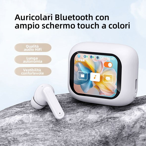 Auricolari Bluetooth LX10 con Schermo LED a Colori | Traduzione AI, Cancellazione Attiva del Rumore & Controllo Touch Intelligente M6