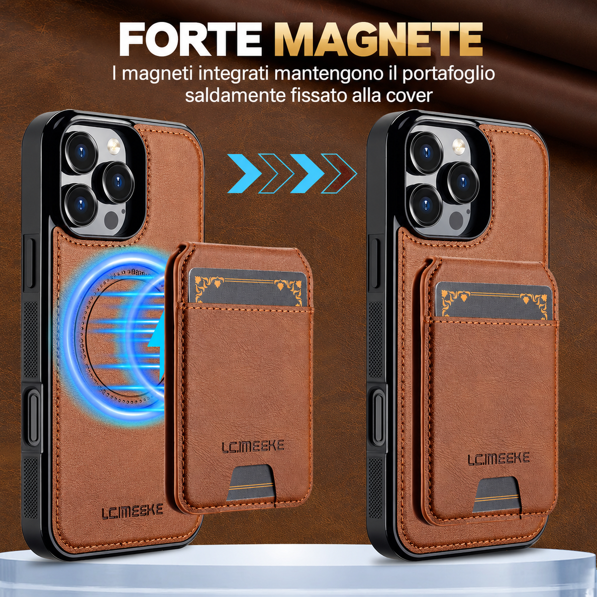 Cover Magnetica con Portafoglio Rimovibile 2 in 1 – Supporto Regolabile e Porta Carte CS15