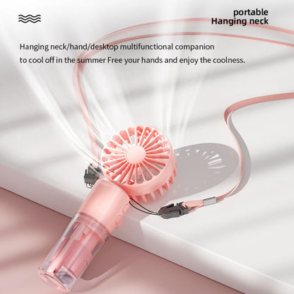 Mini Ventilatore Portatile con Nebulizzatore – 3 in 1: Da Tavolo, Manuale o da Collo | Ideale per Viaggi e Attività all’Aperto- F2