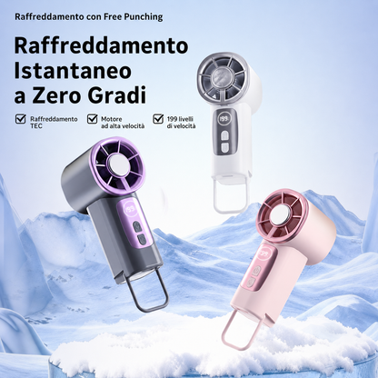Ventilatore Mini Portatile con Raffreddamento a Semiconduttore | 199 Livelli di Velocità | Tecnologia TEC Effetto Ghiaccio | Motore da 11.000 giri/min | Display LED | Clip Regolabile | Ricarica USB | Ideale per Viaggi e Ufficio-Y51