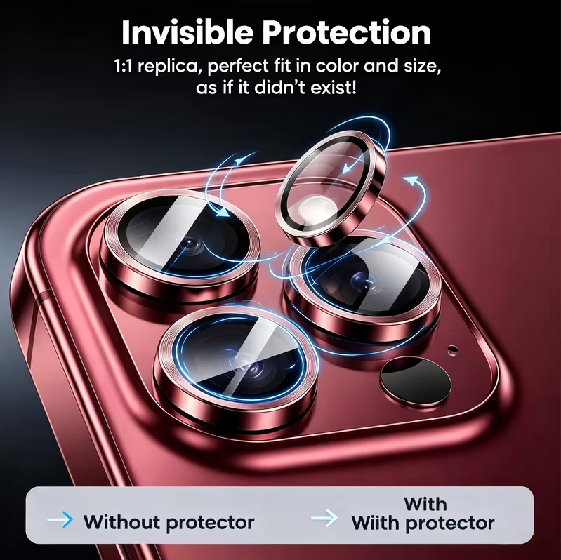 Cerchietti copri-lente effetto metallo per iPhone – Proteggi Obiettivo e Lenti, Design Singolo per Fotocamera - 1021