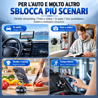 Supporto Magnetico per Smartphone N52 con Ventosa – Pieghevole, Rotazione 360°, Regolazione Multi-Angolo per Auto, Casa e Ufficio - SD07