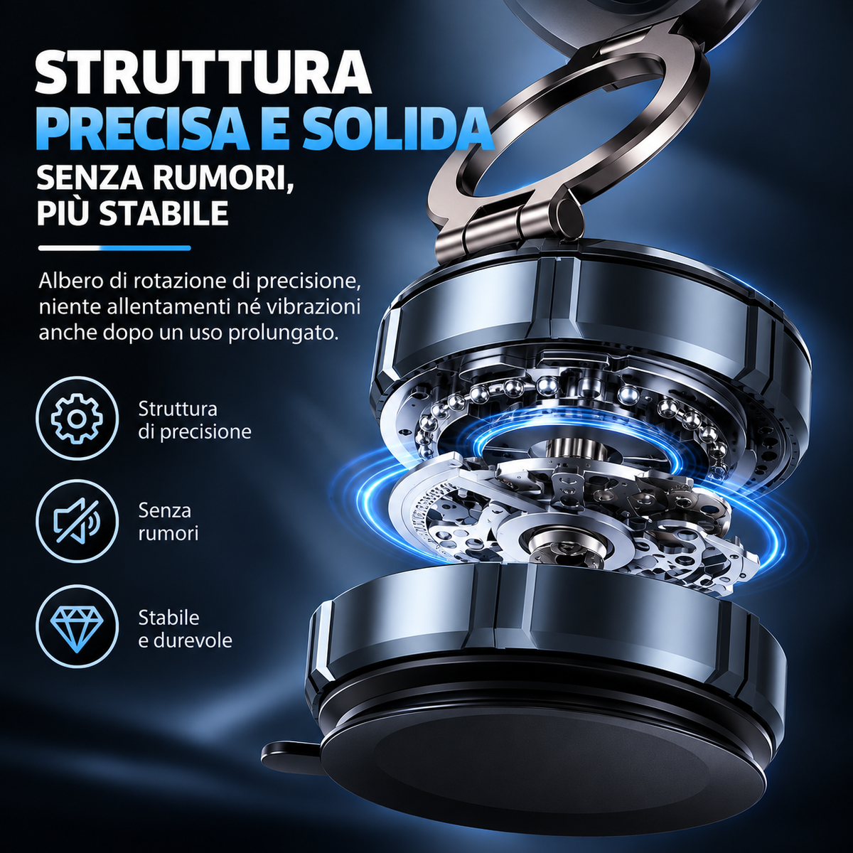 Supporto Magnetico per Smartphone N52 con Ventosa – Pieghevole, Rotazione 360°, Regolazione Multi-Angolo per Auto, Casa e Ufficio - SD07