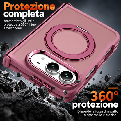 Cover Magnetica Antiurto con Supporto ad Anello 360° per iPhone – Ricarica Wireless e Protezione Fotocamera - DUO02