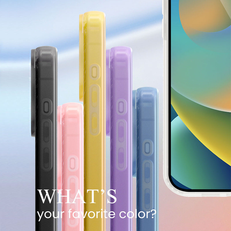 Cover per iPhone trasparente opaca con bordi colorati, compatibile con MagSafe - 7016