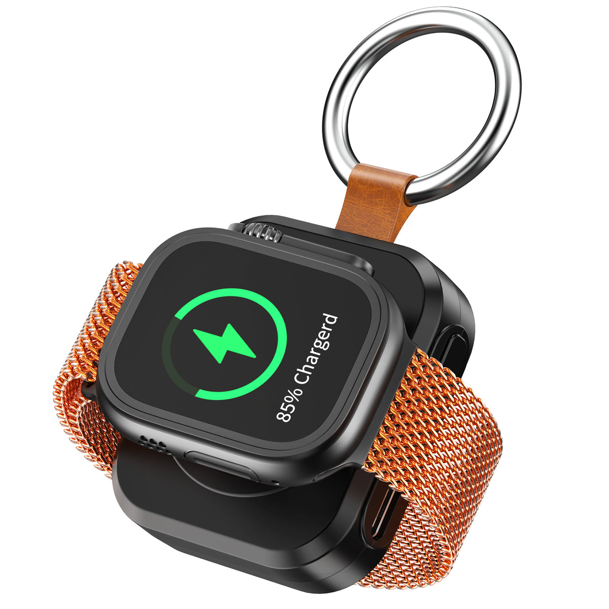 Caricatore Wireless Magnetico Portatile Compatibile Solo con Apple Watch – Batteria Integrata 1200mAh, Ricarica Type-C, Mini Power Bank con Portachiavi – X10