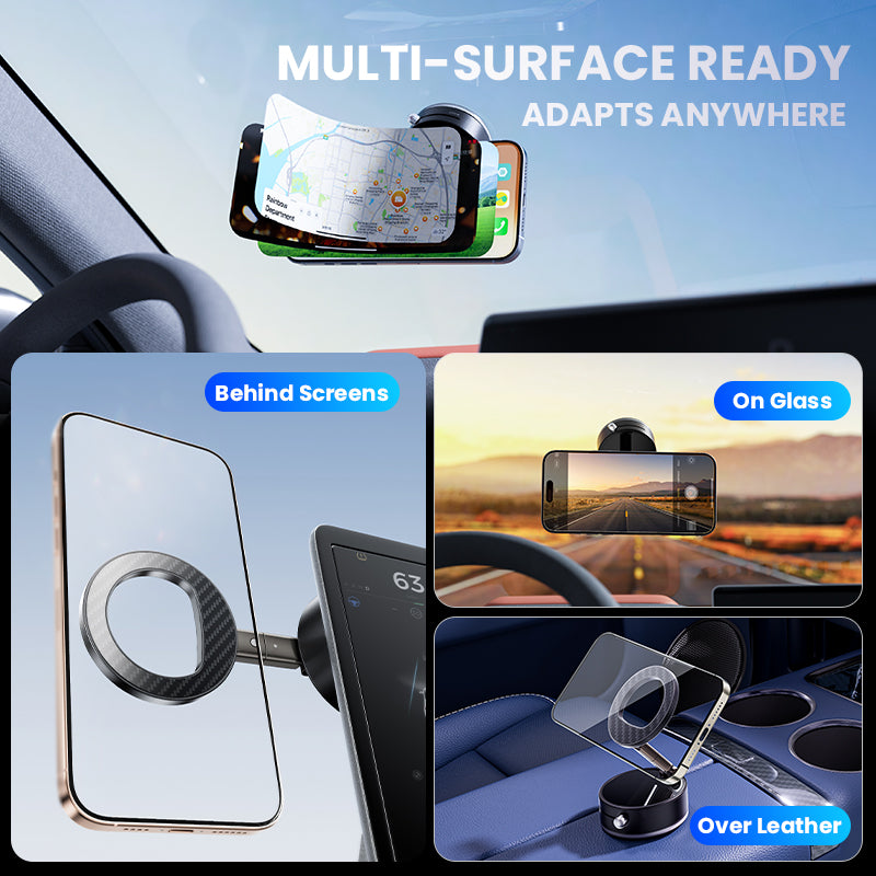 Supporto magnetico auto ultra potente | Ventosa a vuoto | Rotazione 360° | Design pieghevole fibra di carbonio -A7 PRO