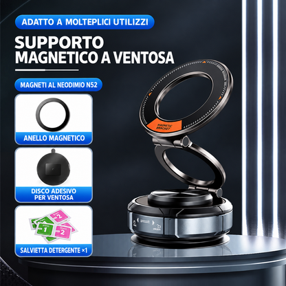 Supporto Magnetico per Smartphone N52 con Ventosa – Pieghevole, Rotazione 360°, Regolazione Multi-Angolo per Auto, Casa e Ufficio - SD07