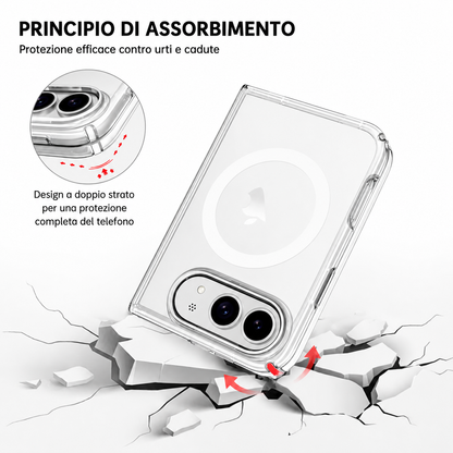 Custodia Trasparente Magnetica per SmartphonePieghevole, Magneti N52, Bordi Rialzati ProtezioneSchermo e Fotocamera, Compatibile con AccessoriMagnetici - DUO01