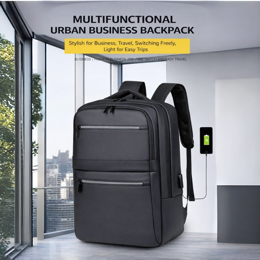 Zaino Business Multifunzionale per Viaggi, Pendolarismo, Lavoro e Uso Quotidiano, con Ricarica USB, Impermeabile, Riflettente e Scomparti Multipli - 2223