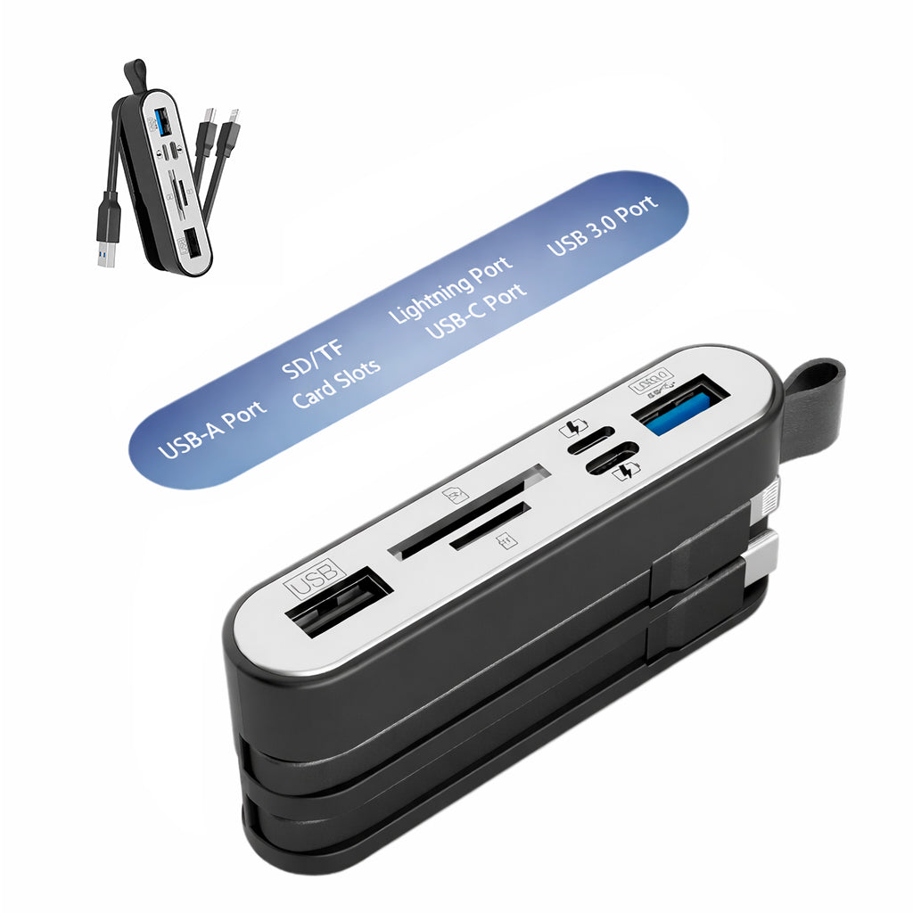 Hub 6 Porte 3-in-1 ad Alta Velocità con Lettore SD/TF + Doppia Ricarica – Compatibile con Smartphone e Computer - NK-1058