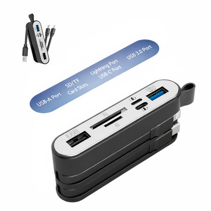 Hub 6 Porte 3-in-1 ad Alta Velocità con Lettore SD/TF + Doppia Ricarica – Compatibile con Smartphone e Computer - NK-1058