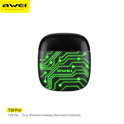 Awei T28 Pro Auricolari Gaming 🎧 | Bluetooth 5.3 ⚡ | Custodia LED Dinamica ✨ Colori Varianti 🔥 | Bassi 13mm HiFi 🎶 | Ultra-Low Latency 🎮