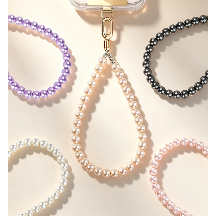 Laccetto per Cellulare con Perline Decorative – Cordino da Polso Elegante con Moschettone e Piastrina Sottile da 0,18 mm, Accessorio Fashion per Smartphone e Borsa-LC05