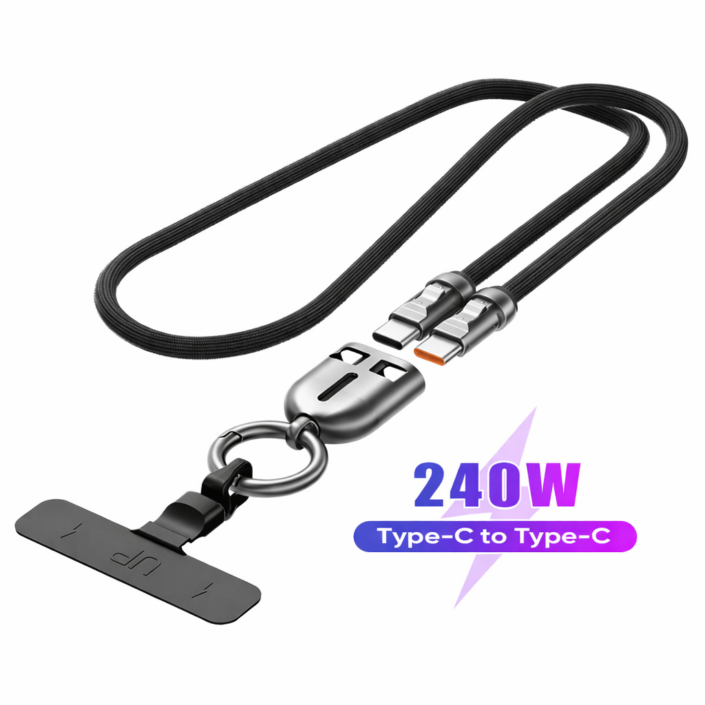 Laccetto per Smartphone con ricarica rapida Type-C 240W | materiale Nylon resistente | per polso e tracolla- V48