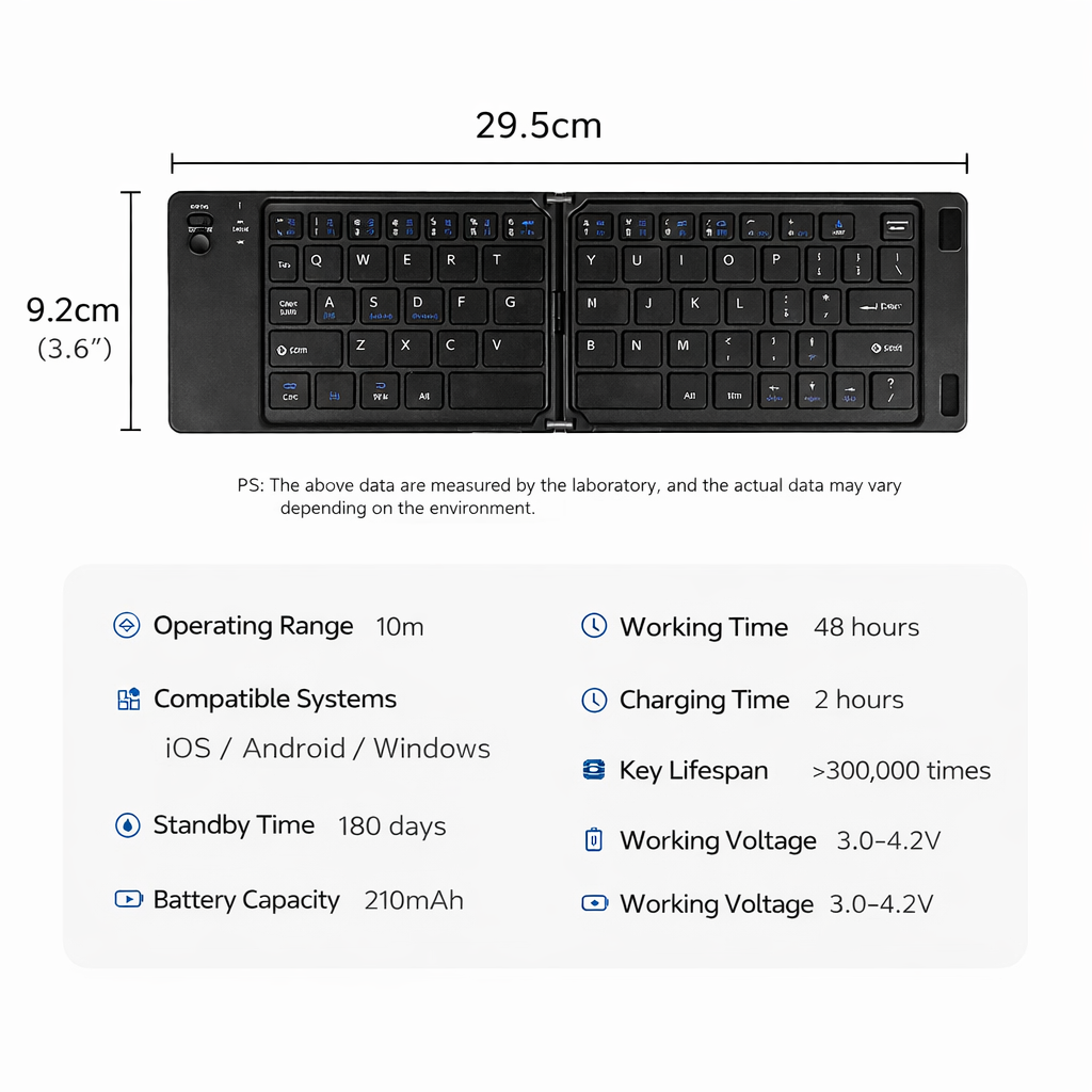 Mini Tastiera Bluetooth Pieghevole | Ultra Sottile e Portatile |Chiusura Magnetica |Compatibile con iOS Android Windows per smartphone tablet e laptop  - B023