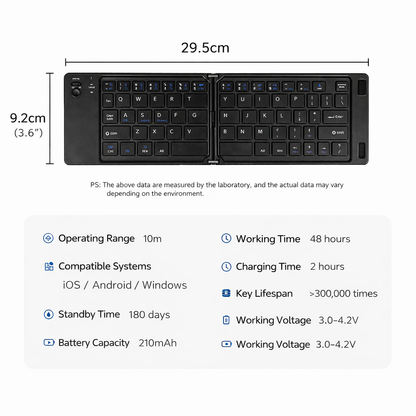 Mini Tastiera Bluetooth Pieghevole | Ultra Sottile e Portatile |Chiusura Magnetica |Compatibile con iOS Android Windows per smartphone tablet e laptop  - B023