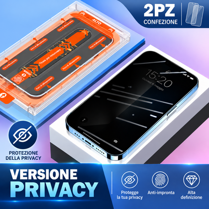 Pellicola Protettiva in Vetro Temperato per iPhone | 2 Pezzi con Kit di Applicazione Antipolvere | Alta Trasparenza | Anti-Impronte | Protezione Antiurto | Applicazione Facile e Precisa - MAGIC