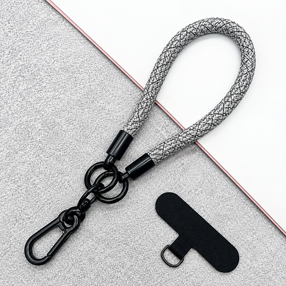 Laccetto da Polso per Smartphone con Cordino Intrecciato, Moschettone e Linguetta Universale – Portacellulare e Portachiavi-LC03