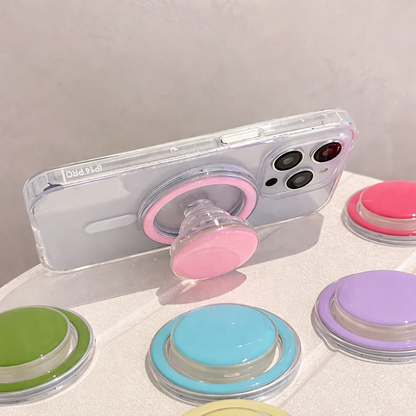 Supporto magnetico estensibile per smartphone | Stile Macaron | Anello in silicone con base ad aria trasparente | Supporto da tavolo multifunzione – SU-7