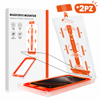 Pellicola Protettiva in Vetro Temperato per iPhone | 2 Pezzi con Kit di Applicazione Antipolvere | Alta Trasparenza | Anti-Impronte | Protezione Antiurto | Applicazione Facile e Precisa - MAGIC