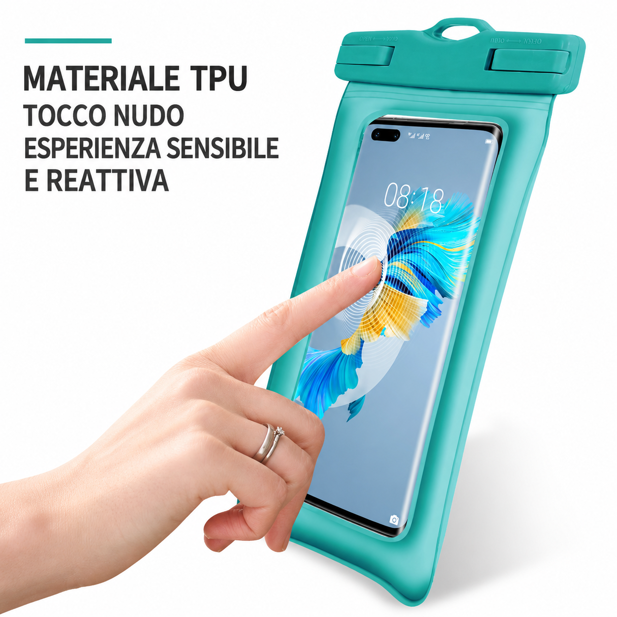 Custodia Impermeabile Galleggiante per Smartphone con Doppio Airbag, IPX8 fino a 30 Metri, Compatibile fino a 7,2 Pollici, TPU Touch ad Alta Sensibilità, per Nuoto, Immersioni e Terme, con Cordino Girevole-J009-2