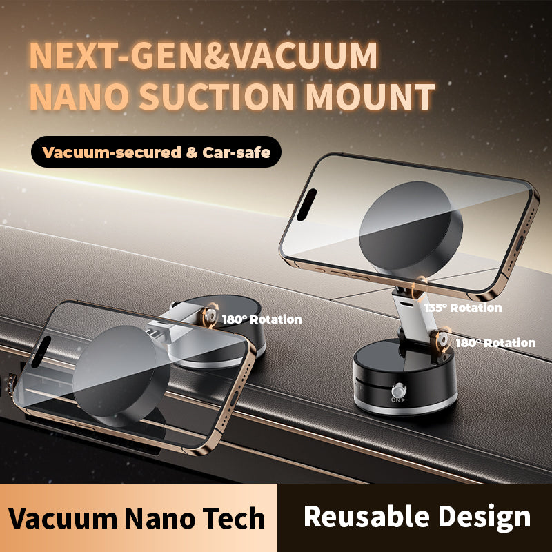 NanoVac – Il Supporto Magnetico di nuova generazione con Tecnologia Nano + Vuoto, Compatibile con Tutti gli Smartphone, Pieghevole e Resistente, Perfetto per Auto, Casa e Ufficio Mod. A2 Pro