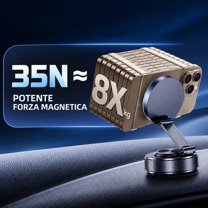 Supporto Magnetico per Smartphone K13 con Ricarica Wireless 15W e Luce RGB – Ventosa a Vuoto, Rotazione 360°, Braccio Pieghevole Regolabile, Base con Blocco a Rotazione per Auto, Scrivania e Casa-K13