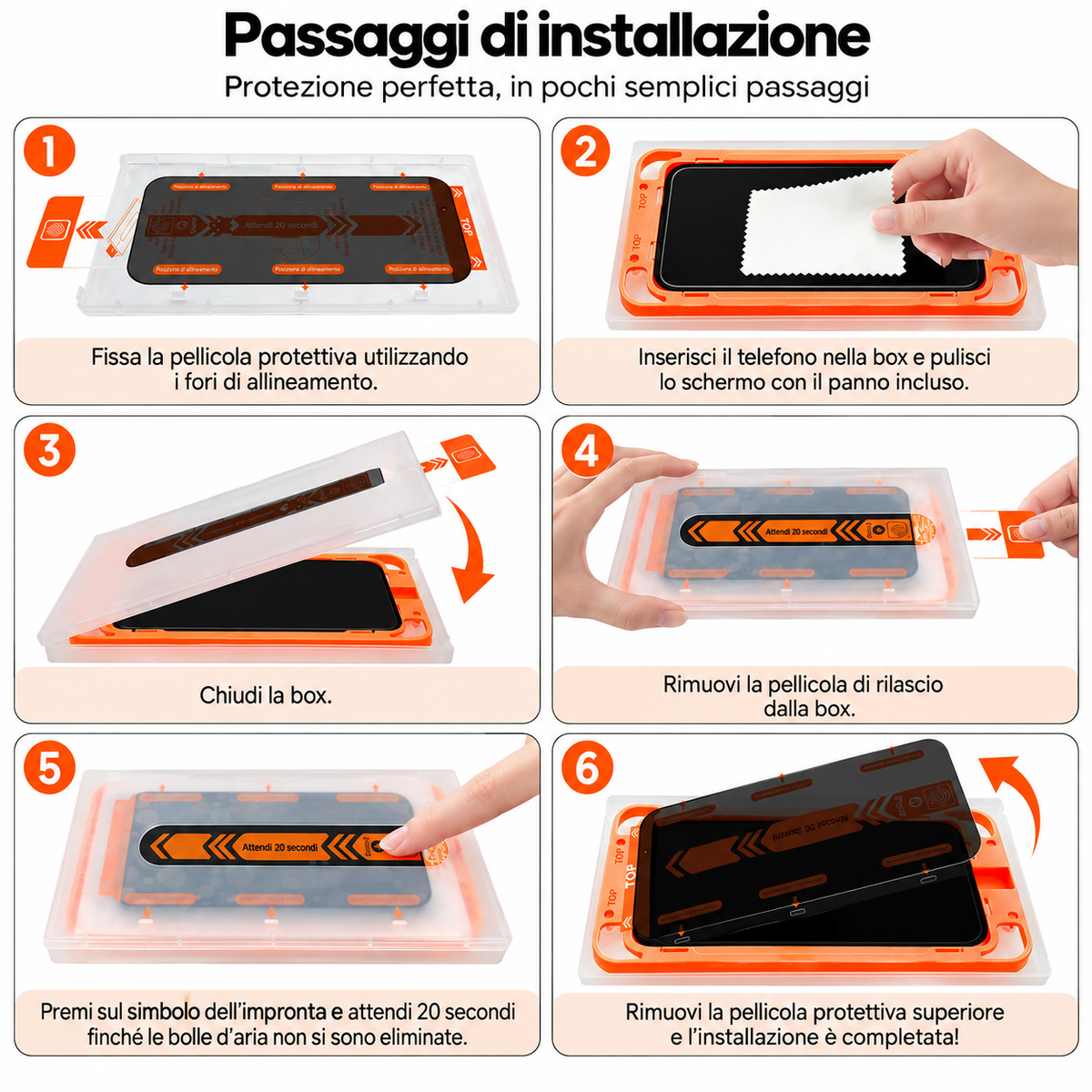 Pellicola Protettiva in Vetro Temperato per iPhone | 2 Pezzi con Kit di Applicazione Antipolvere | Alta Trasparenza | Anti-Impronte | Protezione Antiurto | Applicazione Facile e Precisa - MAGIC