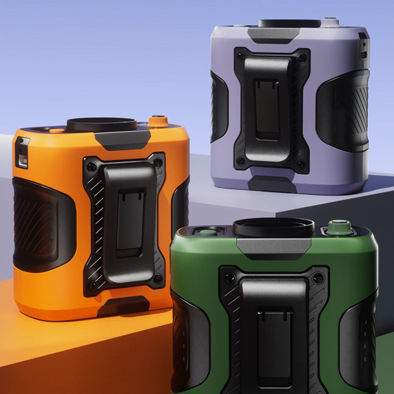 Power bank multifunzione 6000mAh con display LED, torcia, mini ventilatore, aggancio a cintura e tracolla – Robusto e antiurto, ideale per driver, lavori all’aperto e altro - N102