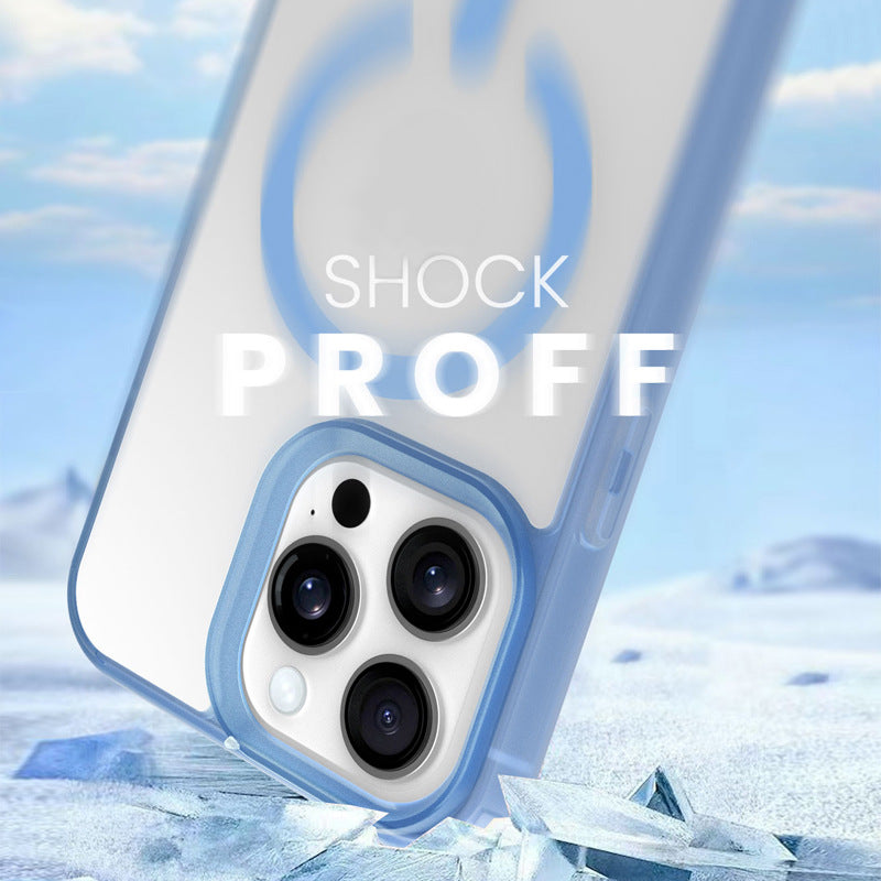 Cover per iPhone trasparente opaca con bordi colorati, compatibile con MagSafe - 7016
