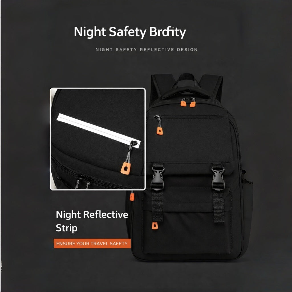 Zaino da Pendolarismo Multifunzione per Viaggi, Lavoro e Uso Quotidiano, con Ricarica USB, Inserti Riflettenti, Impermeabile e Scomparti Multipli - 2305-1
